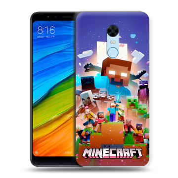 Силиконовый противоударный чехол на Xiaomi RedMi 5 Plus с принтом Майнкрафт Minecraft