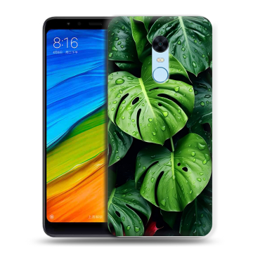 Силиконовый противоударный чехол на Xiaomi RedMi 5 Plus с принтом Листья Силиконовый противоударный чехол на Xiaomi RedMi 5 Plus с принтом Листья