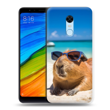 Силиконовый противоударный чехол на Xiaomi RedMi 5 Plus с принтом Капибара Силиконовый противоударный чехол на Xiaomi RedMi 5 Plus с принтом Капибара