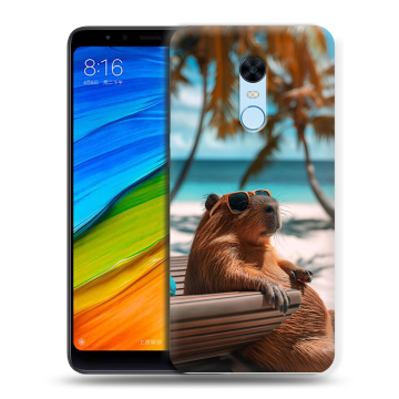 Силиконовый противоударный чехол на Xiaomi RedMi 5 Plus с принтом Капибара Силиконовый противоударный чехол на Xiaomi RedMi 5 Plus с принтом Капибара