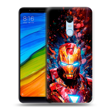 Силиконовый противоударный чехол на Xiaomi RedMi 5 Plus с принтом Железный человек Ironman Силиконовый противоударный чехол на Xiaomi RedMi 5 Plus с принтом Железный человек Ironman