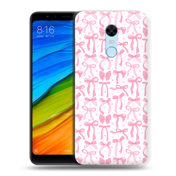 Силиконовый противоударный чехол на Xiaomi RedMi 5 Plus с принтом Розовые бантики Силиконовый противоударный чехол на Xiaomi RedMi 5 Plus с принтом Розовые бантики