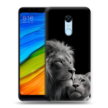Силиконовый противоударный чехол на Xiaomi RedMi 5 Plus с принтом Лев кошки Силиконовый противоударный чехол на Xiaomi RedMi 5 Plus с принтом Лев кошки