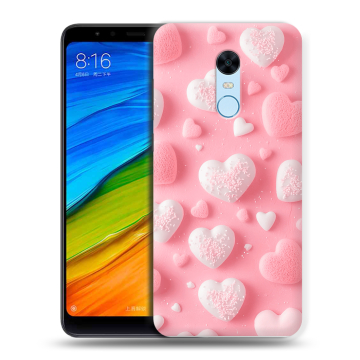 Силиконовый противоударный чехол на Xiaomi RedMi 5 Plus с принтом Сердечки Силиконовый противоударный чехол на Xiaomi RedMi 5 Plus с принтом Сердечки
