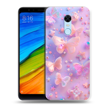 Силиконовый противоударный чехол на Xiaomi RedMi 5 Plus с принтом Бабочки
