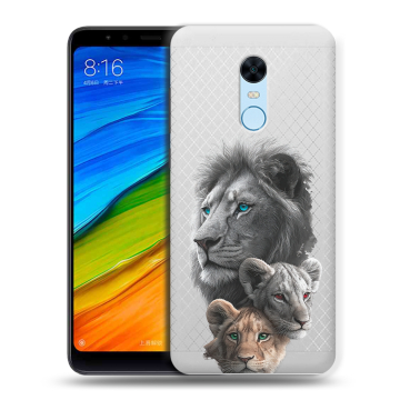 Силиконовый противоударный чехол на Xiaomi RedMi 5 Plus с принтом Львы Силиконовый противоударный чехол на Xiaomi RedMi 5 Plus с принтом Львы