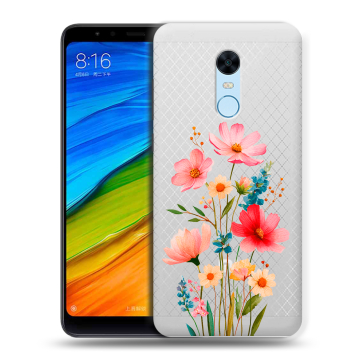 Силиконовый противоударный чехол на Xiaomi RedMi 5 Plus с принтом Цветы Силиконовый противоударный чехол на Xiaomi RedMi 5 Plus с принтом Цветы