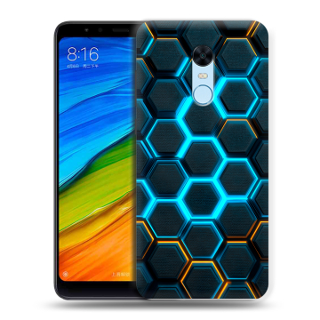 Силиконовый противоударный чехол на Xiaomi RedMi 5 Plus с принтом Неоновые соты Силиконовый противоударный чехол на Xiaomi RedMi 5 Plus с принтом Неоновые соты