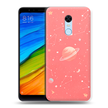 Силиконовый противоударный чехол на Xiaomi RedMi 5 Plus с принтом Розовый космос Силиконовый противоударный чехол на Xiaomi RedMi 5 Plus с принтом Розовый космос