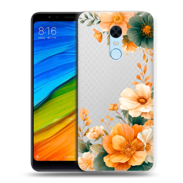 Силиконовый противоударный чехол на Xiaomi RedMi 5 Plus с принтом Цветы принт Силиконовый противоударный чехол на Xiaomi RedMi 5 Plus с принтом Цветы принт