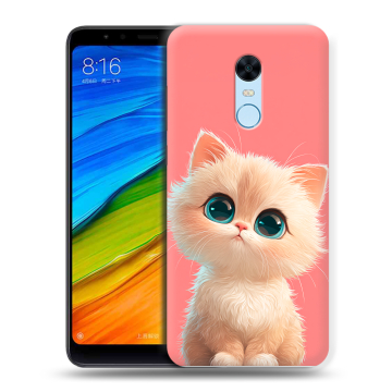 Силиконовый противоударный чехол на Xiaomi RedMi 5 Plus с принтом Розовый котенок Силиконовый противоударный чехол на Xiaomi RedMi 5 Plus с принтом Розовый котенок
