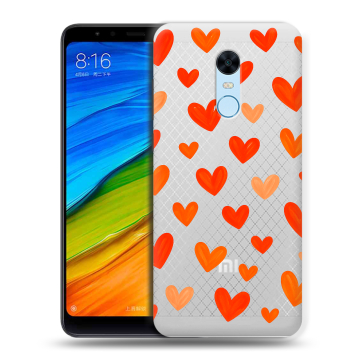 Силиконовый противоударный чехол на Xiaomi RedMi 5 Plus с принтом Сердечки Силиконовый противоударный чехол на Xiaomi RedMi 5 Plus с принтом Сердечки