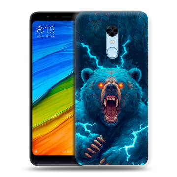 Силиконовый противоударный чехол на Xiaomi RedMi 5 Plus с принтом Медведь Силиконовый противоударный чехол на Xiaomi RedMi 5 Plus с принтом Медведь