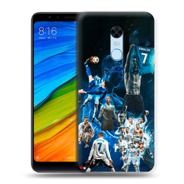 Силиконовый противоударный чехол на Xiaomi RedMi 5 Plus с принтом Реал Роналдо