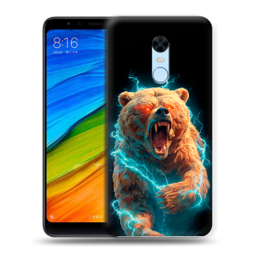 Силиконовый противоударный чехол на Xiaomi RedMi 5 Plus с принтом Медведь Силиконовый противоударный чехол на Xiaomi RedMi 5 Plus с принтом Медведь