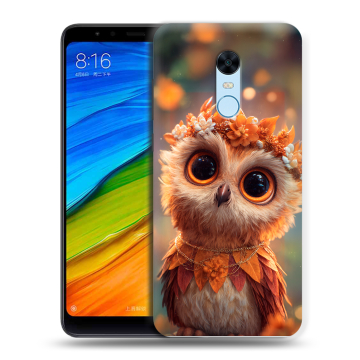 Силиконовый противоударный чехол на Xiaomi RedMi 5 Plus с принтом Милая сова Силиконовый противоударный чехол на Xiaomi RedMi 5 Plus с принтом Милая сова