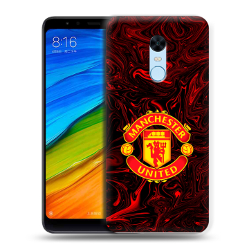 Силиконовый противоударный чехол на Xiaomi RedMi 5 Plus с принтом Manchester United Силиконовый противоударный чехол на Xiaomi RedMi 5 Plus с принтом Manchester United