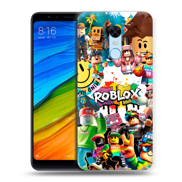 Силиконовый противоударный чехол на Xiaomi RedMi 5 Plus с принтом Roblox Роблокс