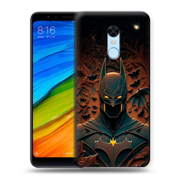 Силиконовый противоударный чехол на Xiaomi RedMi 5 Plus с принтом Batman Бэтмен Силиконовый противоударный чехол на Xiaomi RedMi 5 Plus с принтом Batman Бэтмен
