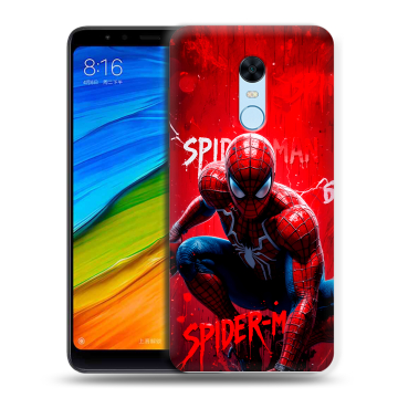 Силиконовый противоударный чехол на Xiaomi RedMi 5 Plus с принтом Spiderman Человек паук