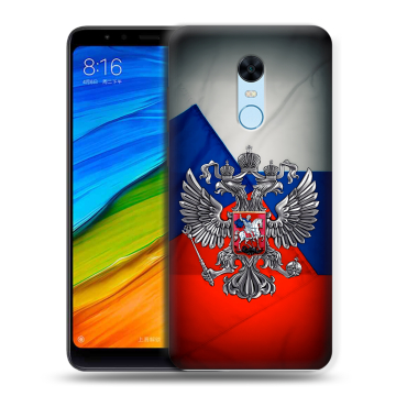 Силиконовый противоударный чехол на Xiaomi RedMi 5 Plus с принтом Флаг России Силиконовый противоударный чехол на Xiaomi RedMi 5 Plus с принтом Флаг России