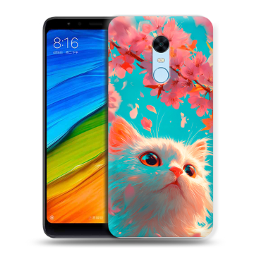Силиконовый противоударный чехол на Xiaomi RedMi 5 Plus с принтом Красивый кот Силиконовый противоударный чехол на Xiaomi RedMi 5 Plus с принтом Красивый кот