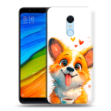 Силиконовый противоударный чехол на Xiaomi RedMi 5 Plus с принтом корги Силиконовый противоударный чехол на Xiaomi RedMi 5 Plus с принтом корги