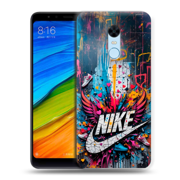 Силиконовый противоударный чехол на Xiaomi RedMi 5 Plus с принтом Nike Найк Силиконовый противоударный чехол на Xiaomi RedMi 5 Plus с принтом Nike Найк
