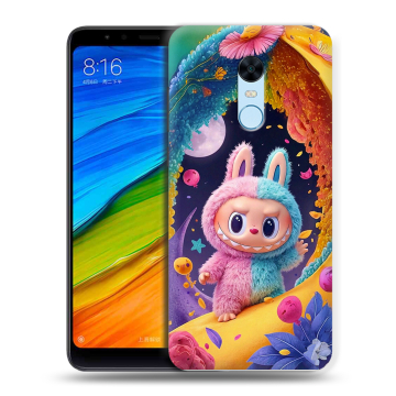 Силиконовый противоударный чехол на Xiaomi RedMi 5 Plus с принтом Labubu Лабубу Силиконовый противоударный чехол на Xiaomi RedMi 5 Plus с принтом Labubu Лабубу