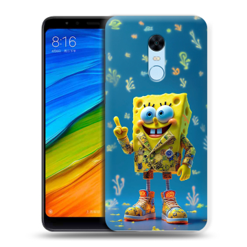 Силиконовый противоударный чехол на Xiaomi RedMi 5 Plus с принтом Спанч боб Спанчбоб Силиконовый противоударный чехол на Xiaomi RedMi 5 Plus с принтом Спанч боб Спанчбоб