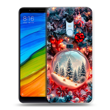 Силиконовый противоударный чехол на Xiaomi RedMi 5 Plus с принтом Новый год Силиконовый противоударный чехол на Xiaomi RedMi 5 Plus с принтом Новый год