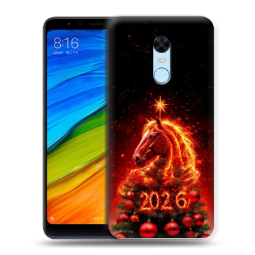 Силиконовый противоударный чехол на Xiaomi RedMi 5 Plus с принтом Новый год Силиконовый противоударный чехол на Xiaomi RedMi 5 Plus с принтом Новый год