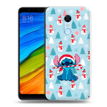 Силиконовый противоударный чехол на Xiaomi RedMi 5 Plus с принтом Стич Новый год Силиконовый противоударный чехол на Xiaomi RedMi 5 Plus с принтом Стич Новый год