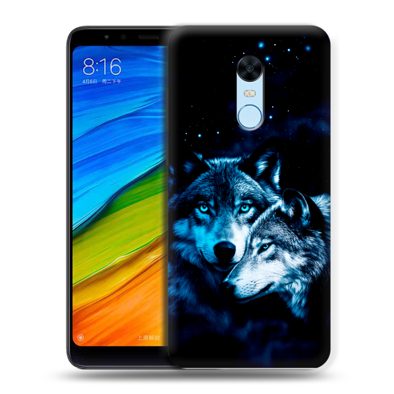 Пластиковый чехол на Xiaomi RedMi 5 Plus с принтом Волки Пластиковый чехол на Xiaomi RedMi 5 Plus с принтом Волки
