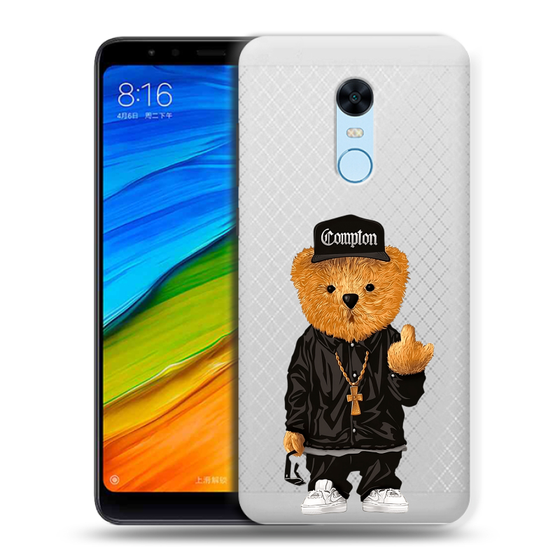 Силиконовый противоударный чехол на Xiaomi RedMi 5 Plus с принтом Мишка Силиконовый противоударный чехол на Xiaomi RedMi 5 Plus с принтом Мишка