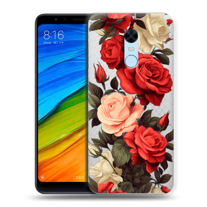 Силиконовый противоударный чехол на Xiaomi RedMi 5 Plus с принтом Розы Силиконовый противоударный чехол на Xiaomi RedMi 5 Plus с принтом Розы
