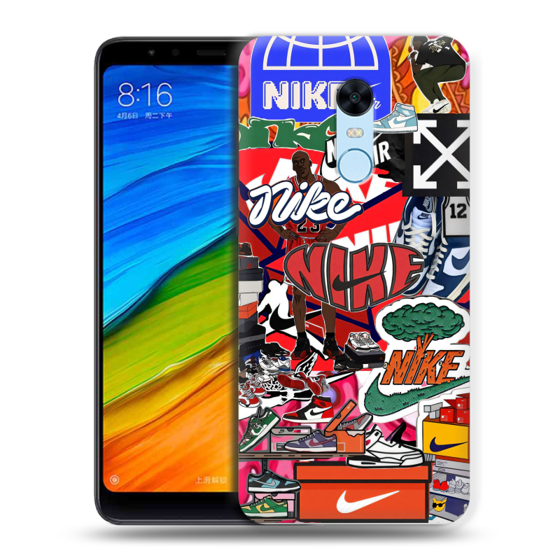 Силиконовый противоударный чехол на Xiaomi RedMi 5 Plus с принтом Найк Nike яркий Силиконовый противоударный чехол на Xiaomi RedMi 5 Plus с принтом Найк Nike яркий