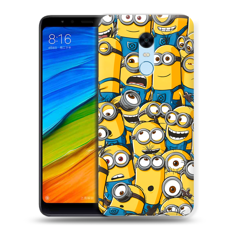 Силиконовый противоударный чехол на Xiaomi RedMi 5 Plus с принтом Миньоны Силиконовый противоударный чехол на Xiaomi RedMi 5 Plus с принтом Миньоны
