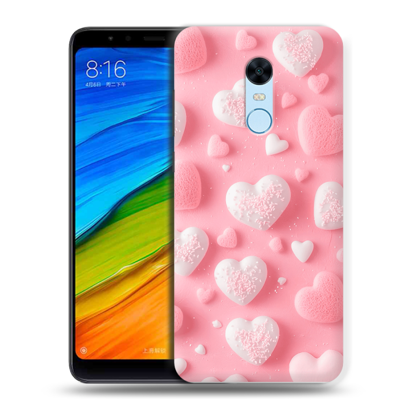 Пластиковый чехол на Xiaomi RedMi 5 Plus с принтом Сердечки Пластиковый чехол на Xiaomi RedMi 5 Plus с принтом Сердечки