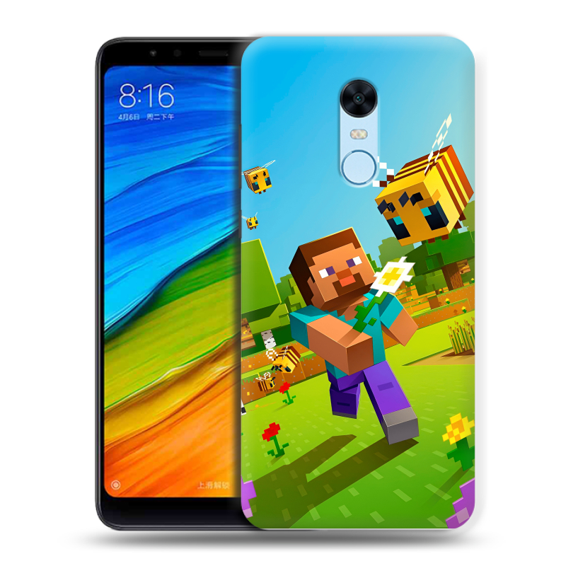 Силиконовый противоударный чехол на Xiaomi RedMi 5 Plus с принтом Майнкрафт Minecraft Силиконовый противоударный чехол на Xiaomi RedMi 5 Plus с принтом Майнкрафт Minecraft