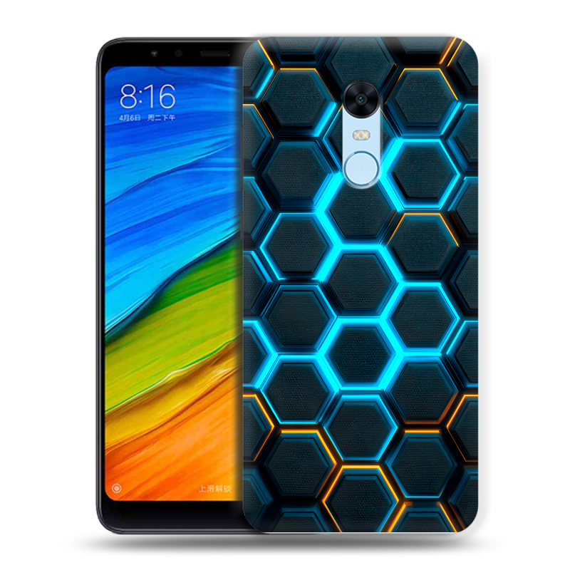 Пластиковый чехол на Xiaomi RedMi 5 Plus с принтом Неоновые соты Пластиковый чехол на Xiaomi RedMi 5 Plus с принтом Неоновые соты