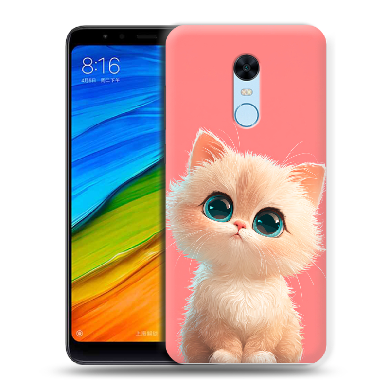 Силиконовый противоударный чехол на Xiaomi RedMi 5 Plus с принтом Розовый котенок Силиконовый противоударный чехол на Xiaomi RedMi 5 Plus с принтом Розовый котенок