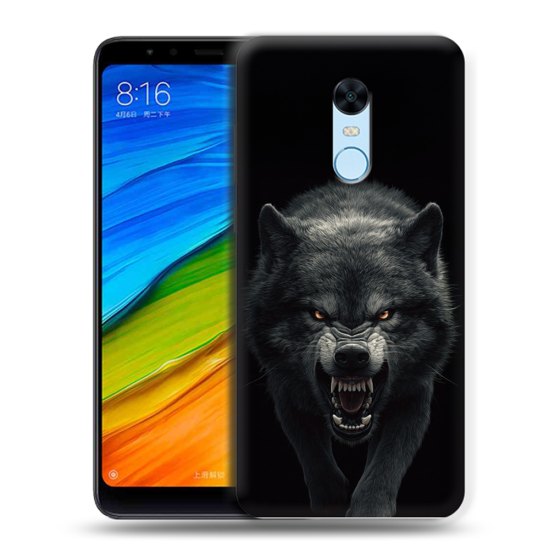 Силиконовый противоударный чехол на Xiaomi RedMi 5 Plus с принтом Волк Силиконовый противоударный чехол на Xiaomi RedMi 5 Plus с принтом Волк