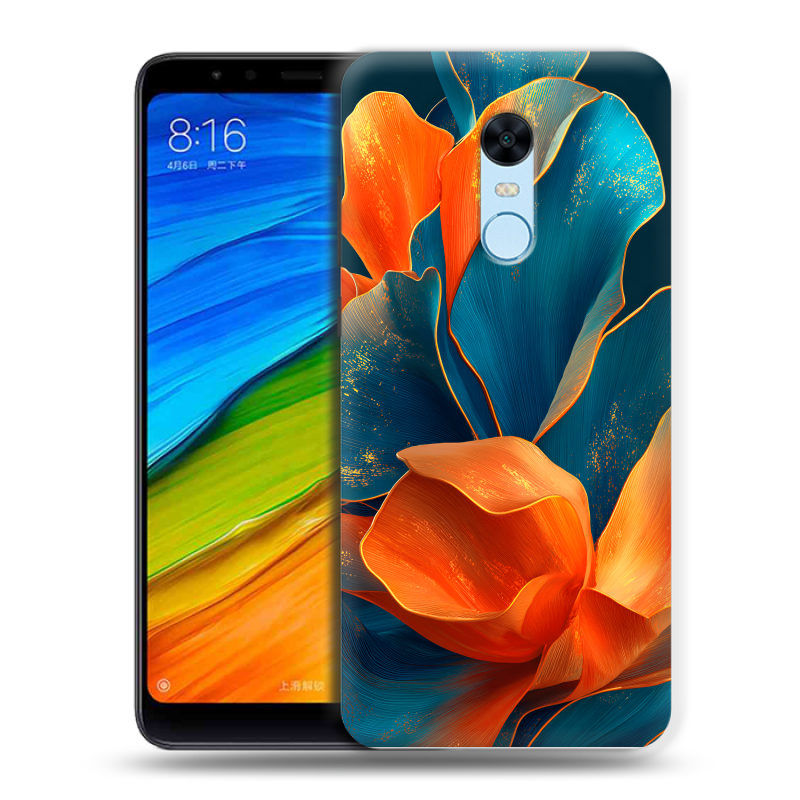 Силиконовый противоударный чехол на Xiaomi RedMi 5 Plus с принтом Цветы Силиконовый противоударный чехол на Xiaomi RedMi 5 Plus с принтом Цветы