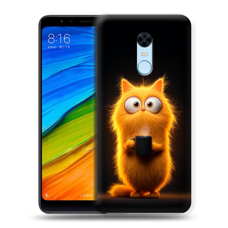 Пластиковый чехол на Xiaomi RedMi 5 Plus с принтом Смешной кот Пластиковый чехол на Xiaomi RedMi 5 Plus с принтом Смешной кот