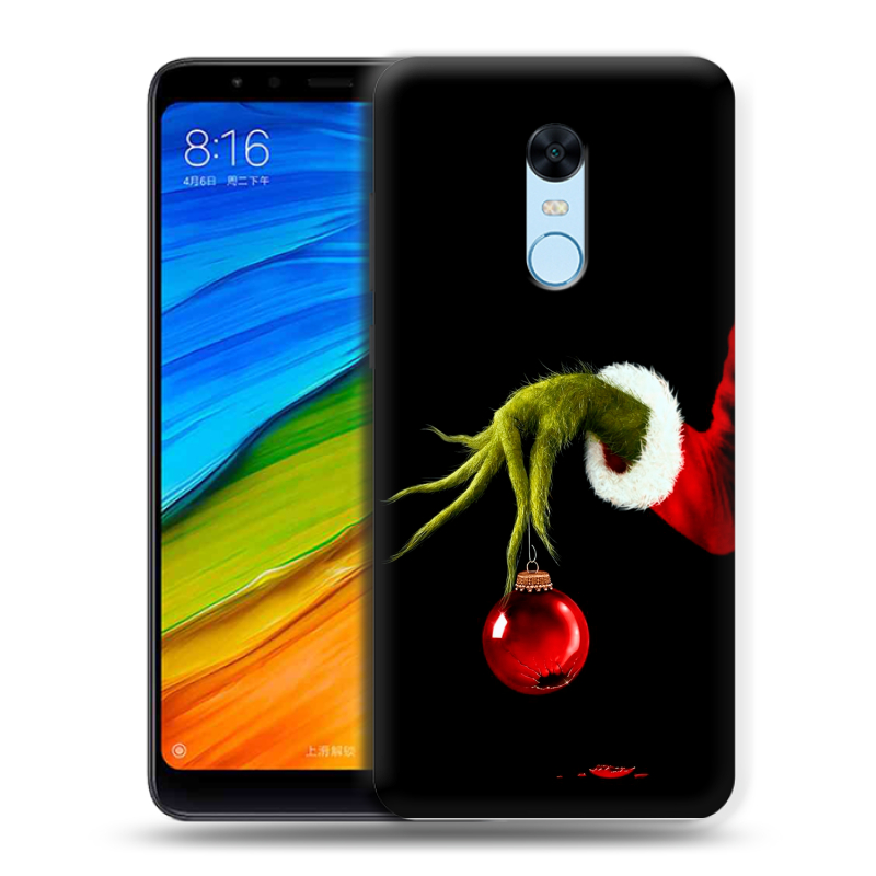 Силиконовый противоударный чехол на Xiaomi RedMi 5 Plus с принтом Новый год Гринч Силиконовый противоударный чехол на Xiaomi RedMi 5 Plus с принтом Новый год Гринч