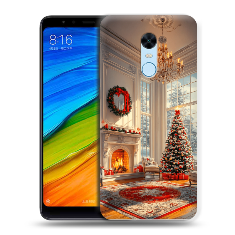 Силиконовый противоударный чехол на Xiaomi RedMi 5 Plus с принтом Новый год Силиконовый противоударный чехол на Xiaomi RedMi 5 Plus с принтом Новый год