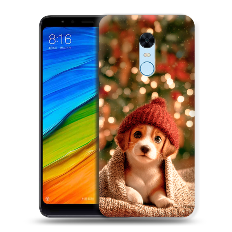 Силиконовый противоударный чехол на Xiaomi RedMi 5 Plus с принтом Новый год Силиконовый противоударный чехол на Xiaomi RedMi 5 Plus с принтом Новый год