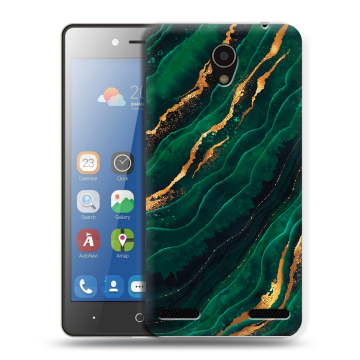 Силиконовый чехол на ZTE Blade L7 с принтом Мрамор зеленое золото