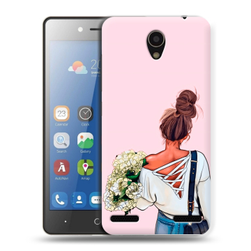 Силиконовый чехол на ZTE Blade L7 с принтом Девушка и букет